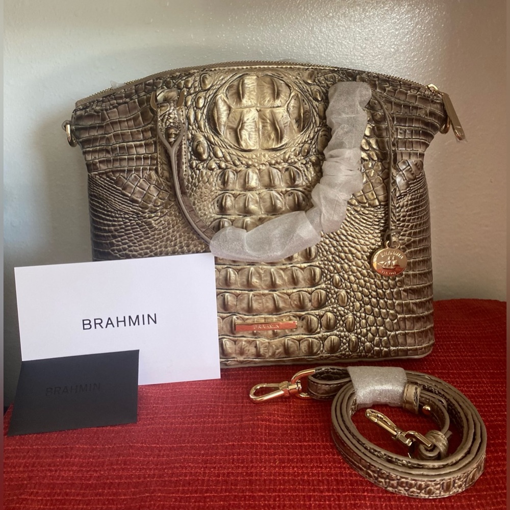NWT…BRAHMIN… SATCHEL/CROSSBODY CROCODILE/ALLIGATOR EMBOSSED HANDBAG - Picture 12 of 16